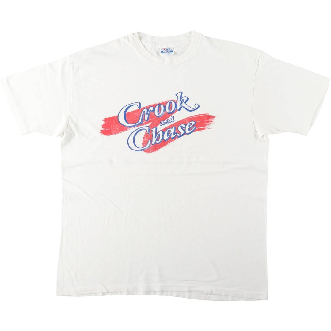 80'S Hanes BEEFY-T Blue Tag Printed T-Shirt, Made in USA, Men's XXL equivalent, Vintage cotton white type Vintage Second Hand