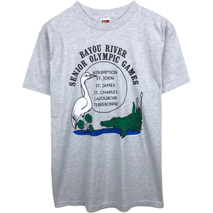 Fruit of the Loom BEST Print T-Shirt, Men's Size L (approx.), Vintage cotton gray type Vintage Second Hand