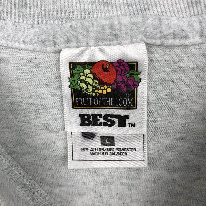 Fruit of the Loom BEST Print T-Shirt, Men's Size L (approx.), Vintage cotton gray type Vintage Second Hand