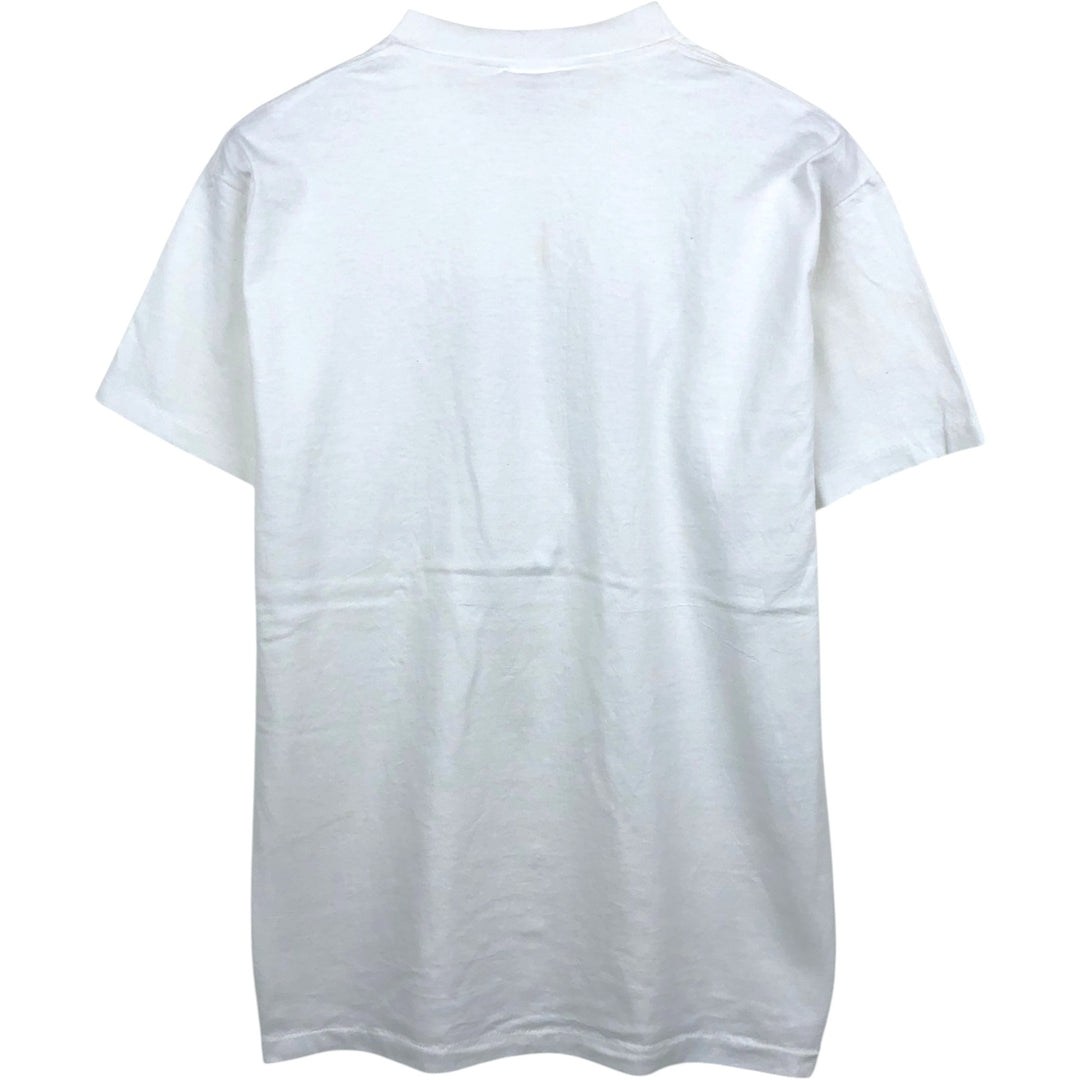 90'S Center Star Print T-Shirt, Made in USA, Men's XL equivalent, Vintage polyester white type Vintage Second Hand