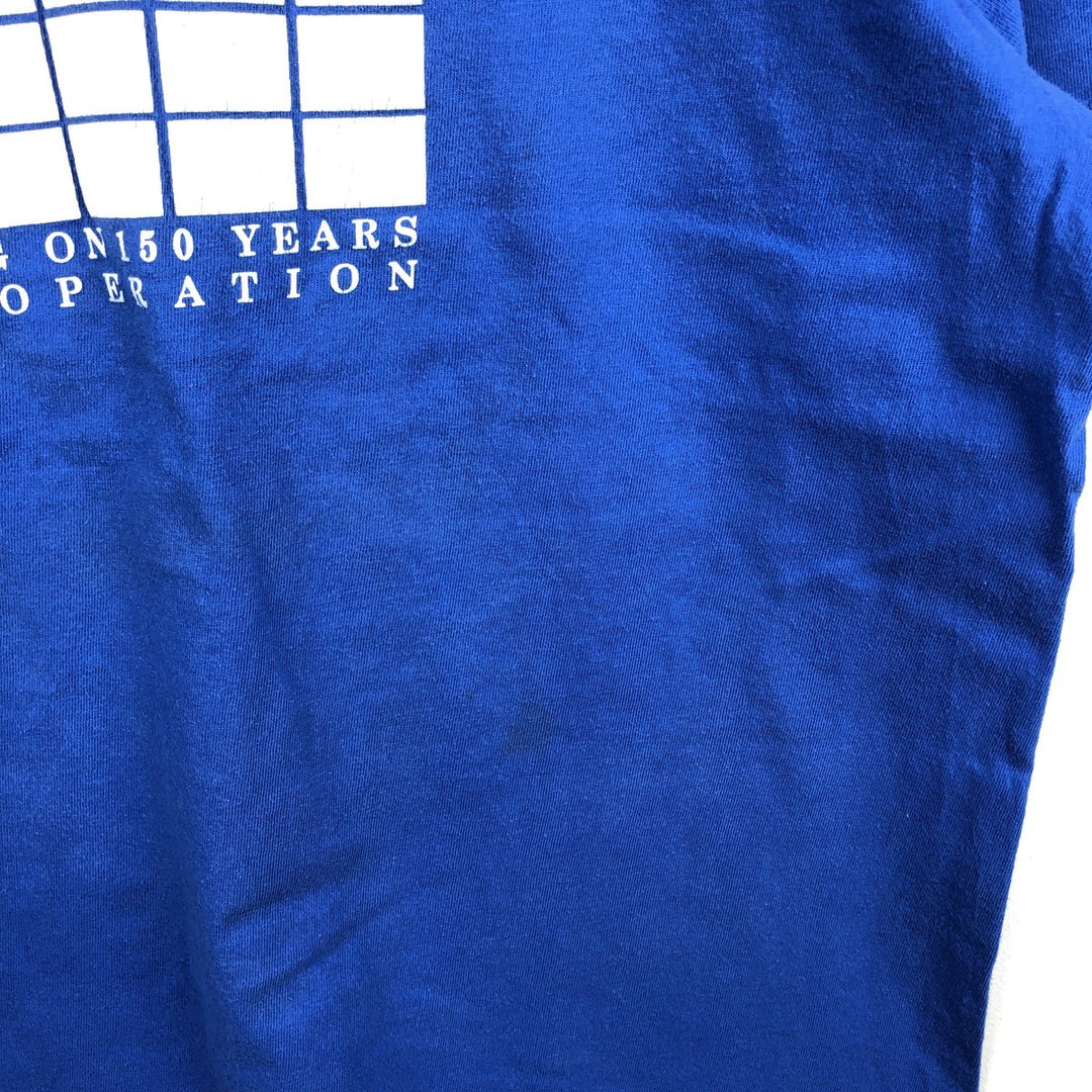 90'S Hanes BEEFY-T Blue Tag Printed T-Shirt Made in USA Men's Size L Vintage cotton blue type Vintage Second Hand