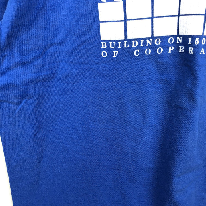 90'S Hanes BEEFY-T Blue Tag Printed T-Shirt Made in USA Men's Size L Vintage cotton blue type Vintage Second Hand