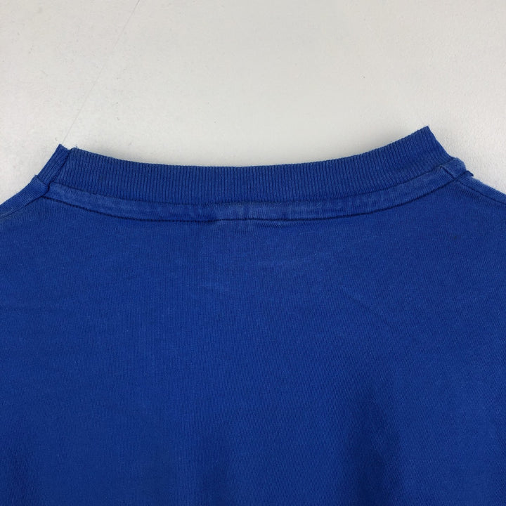 90'S Hanes BEEFY-T Blue Tag Printed T-Shirt Made in USA Men's Size L Vintage cotton blue type Vintage Second Hand