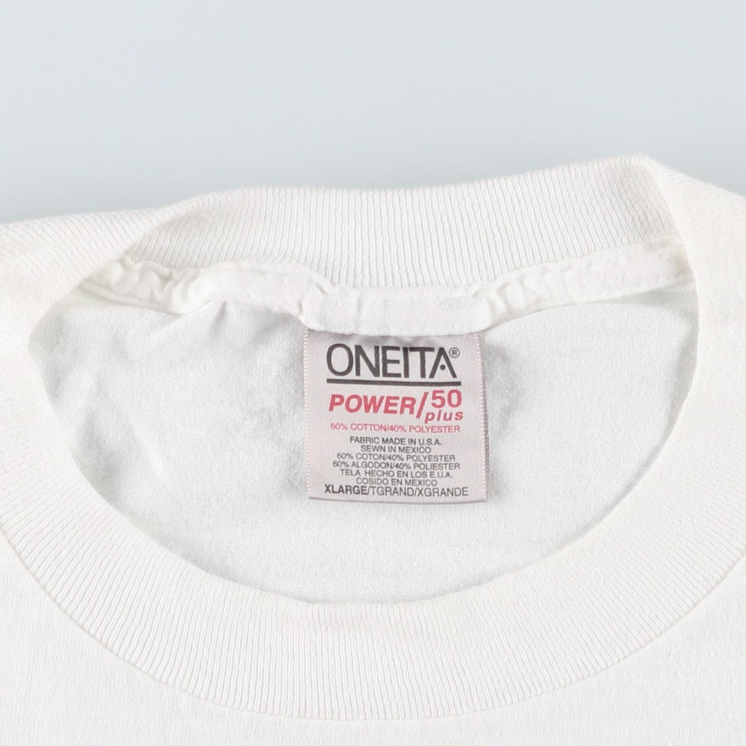 90's ONEITA POWER cotton white type Vintage Second Hand