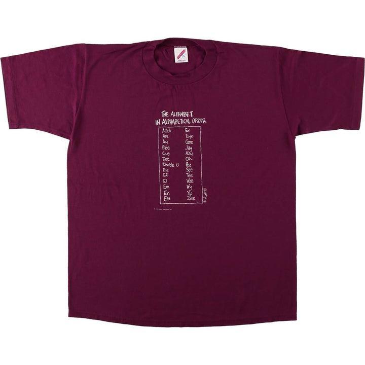 90'S Jerzees Art T-Shirt, Made in USA, Men's XL equivalent, Vintage cotton wine-red Vintage Second Hand