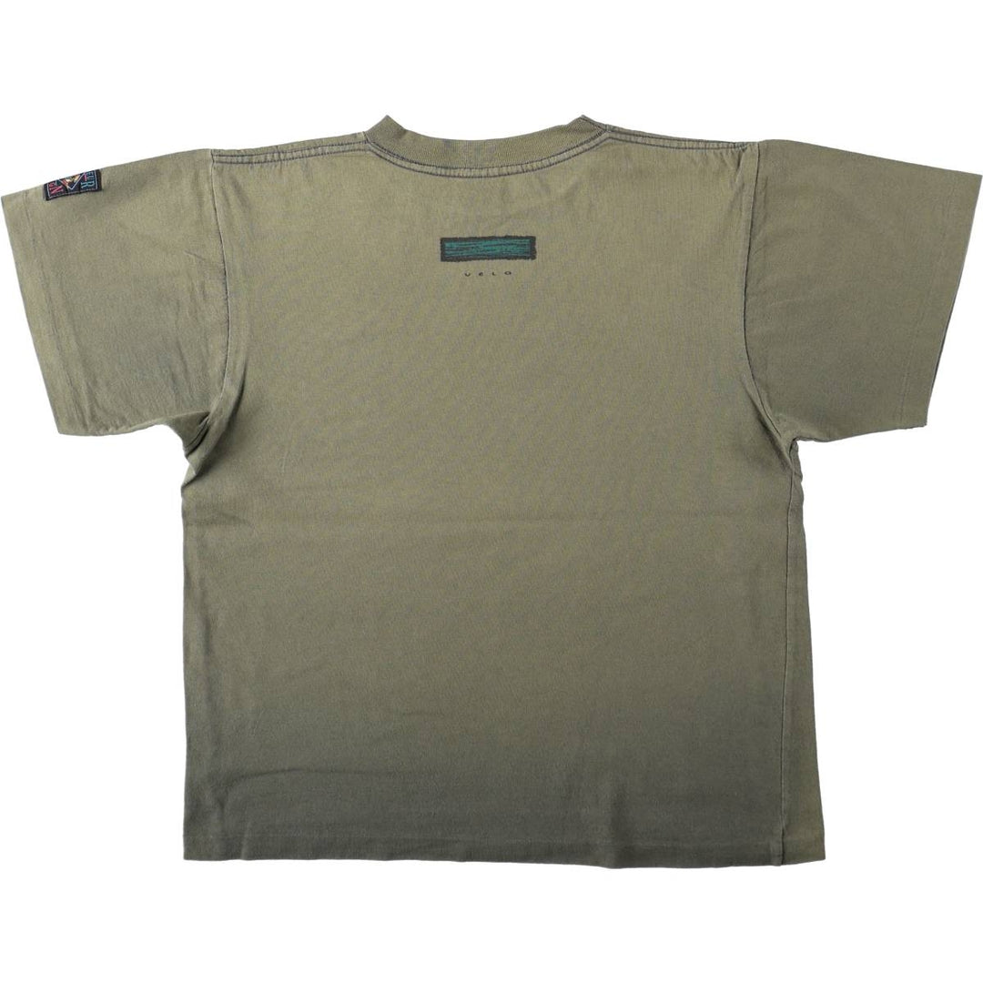 90'S HUMEUR DESIGN printed T-shirt, made in Canada, men's size S equivalent. cotton Khaki type Vintage Second Hand