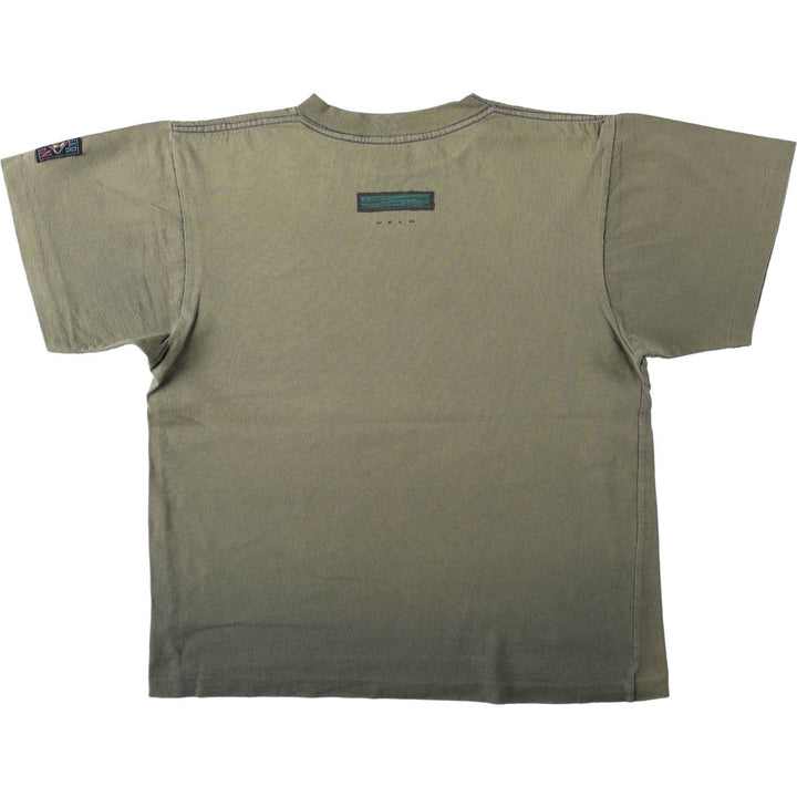 90'S HUMEUR DESIGN printed T-shirt, made in Canada, men's size S equivalent. cotton Khaki type Vintage Second Hand
