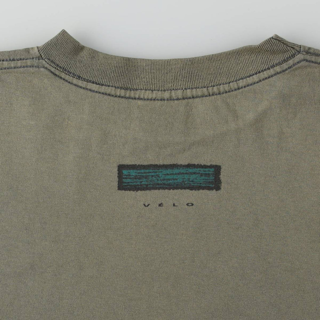 90'S HUMEUR DESIGN printed T-shirt, made in Canada, men's size S equivalent. cotton Khaki type Vintage Second Hand