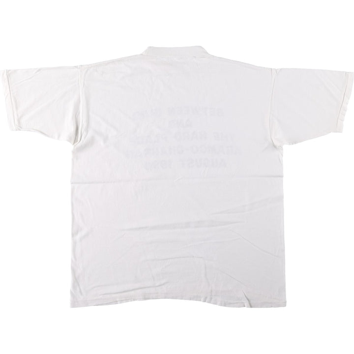 90'S message print T-shirt, men's size XL equivalent, vintage. unclear white type Vintage Second Hand