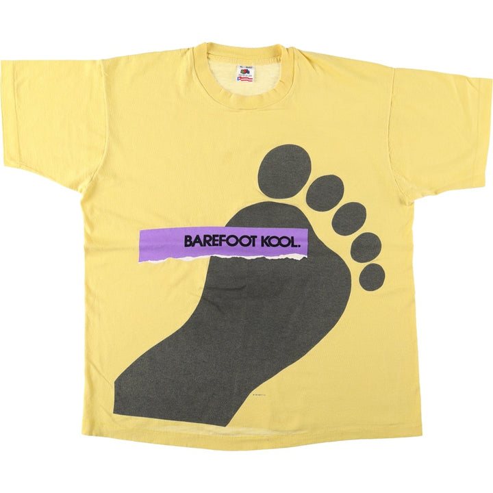 90'S Fruit of the Loom printed T-shirt, made in the USA, men's XL size, vintage cotton yellow type Vintage Second Hand