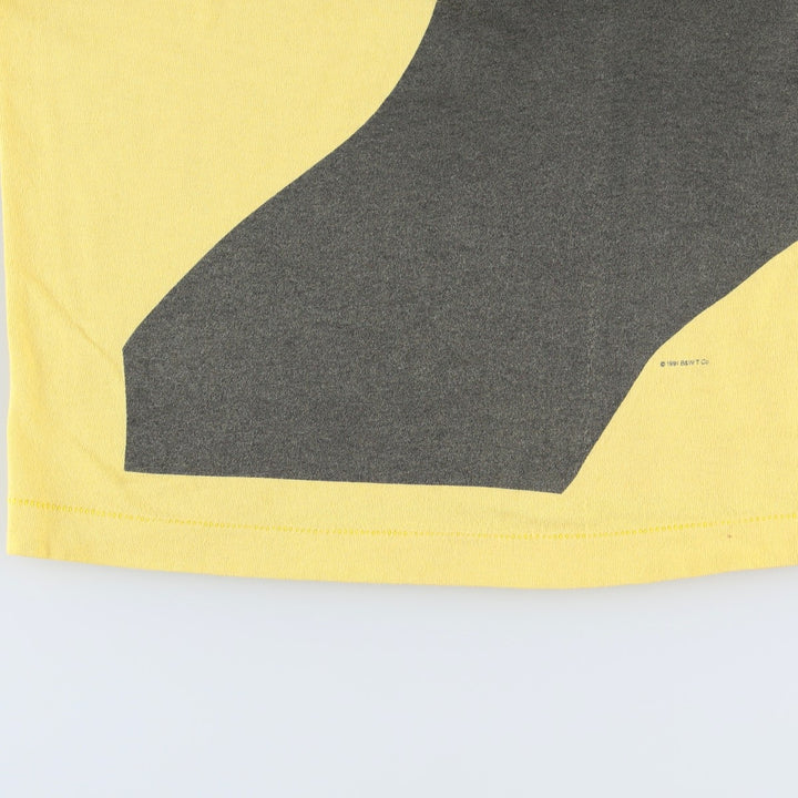 90'S Fruit of the Loom printed T-shirt, made in the USA, men's XL size, vintage cotton yellow type Vintage Second Hand