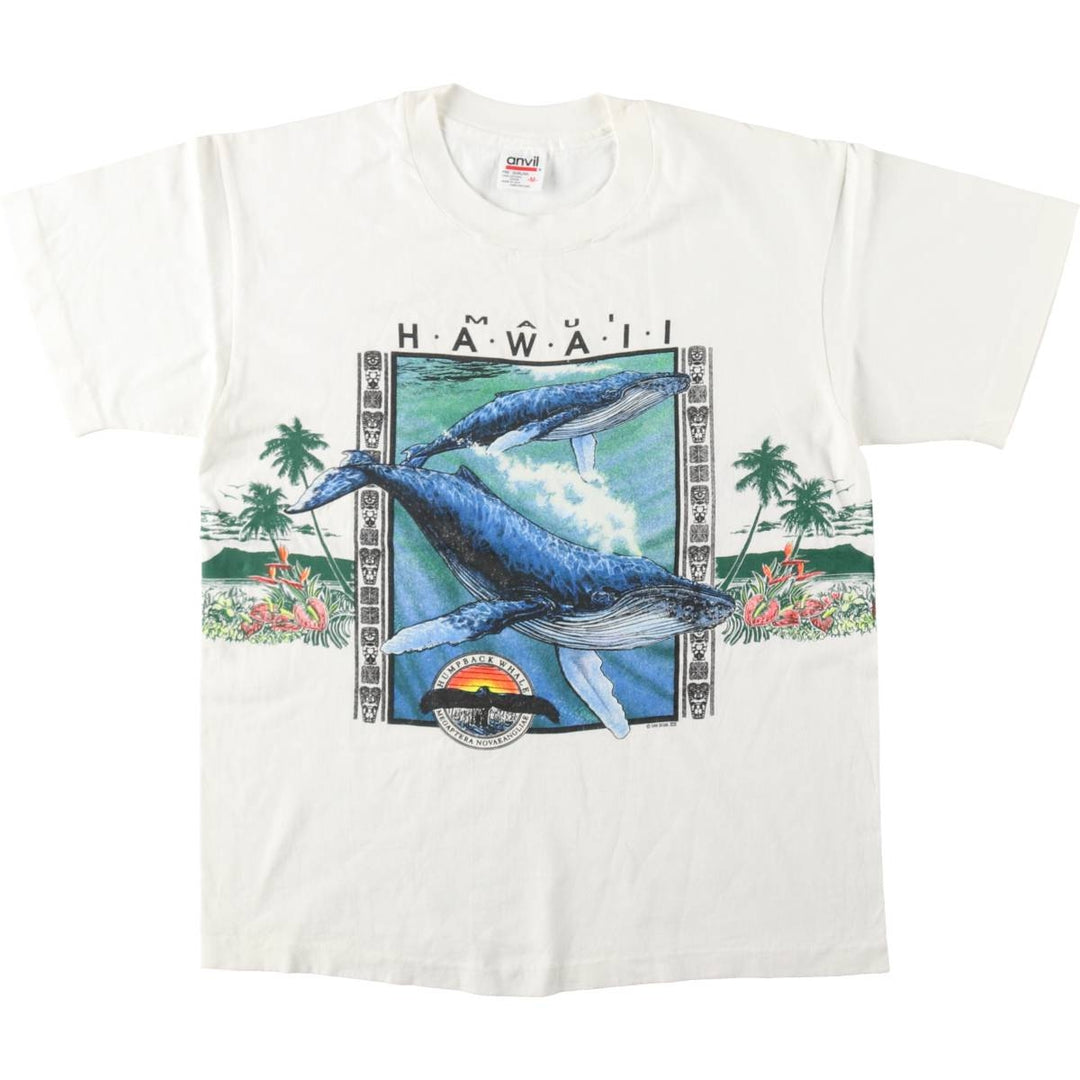 90'S Anvil souvenir T-shirt, made in USA, men's size M. cotton white type Vintage Second Hand