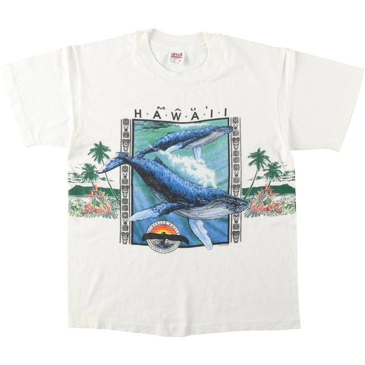 90'S Anvil souvenir T-shirt, made in USA, men's size M. cotton white type Vintage Second Hand