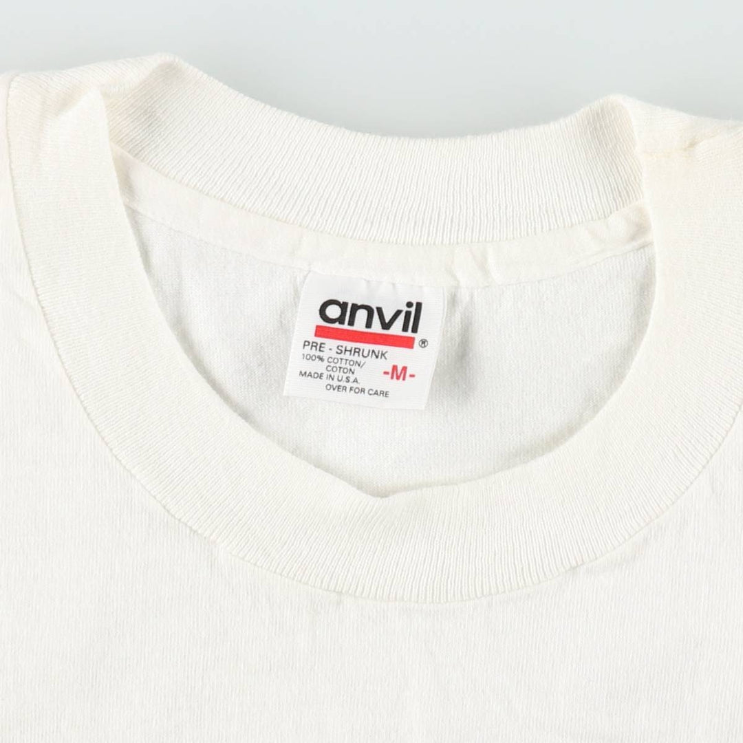 90'S Anvil souvenir T-shirt, made in USA, men's size M. cotton white type Vintage Second Hand