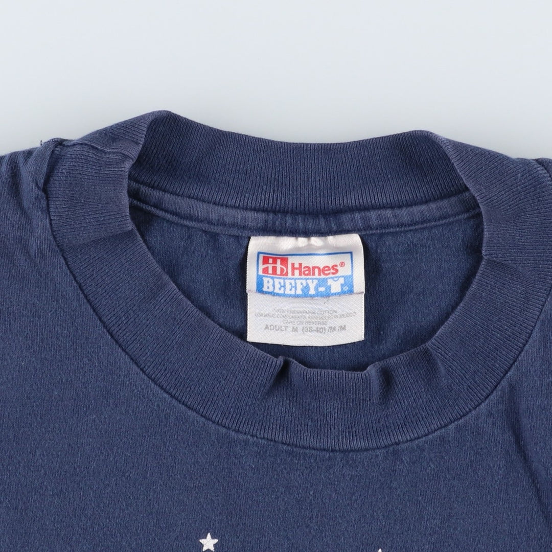 90'S Hanes BEEFY-T Print T-Shirt, Men's Size M (approx.), Vintage cotton navy blue type Vintage Second Hand