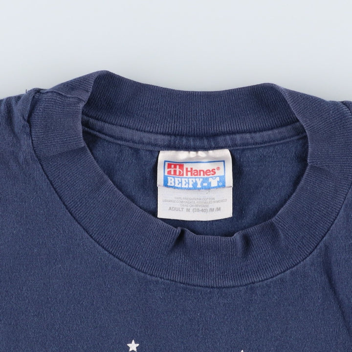 90'S Hanes BEEFY-T Print T-Shirt, Men's Size M (approx.), Vintage cotton navy blue type Vintage Second Hand