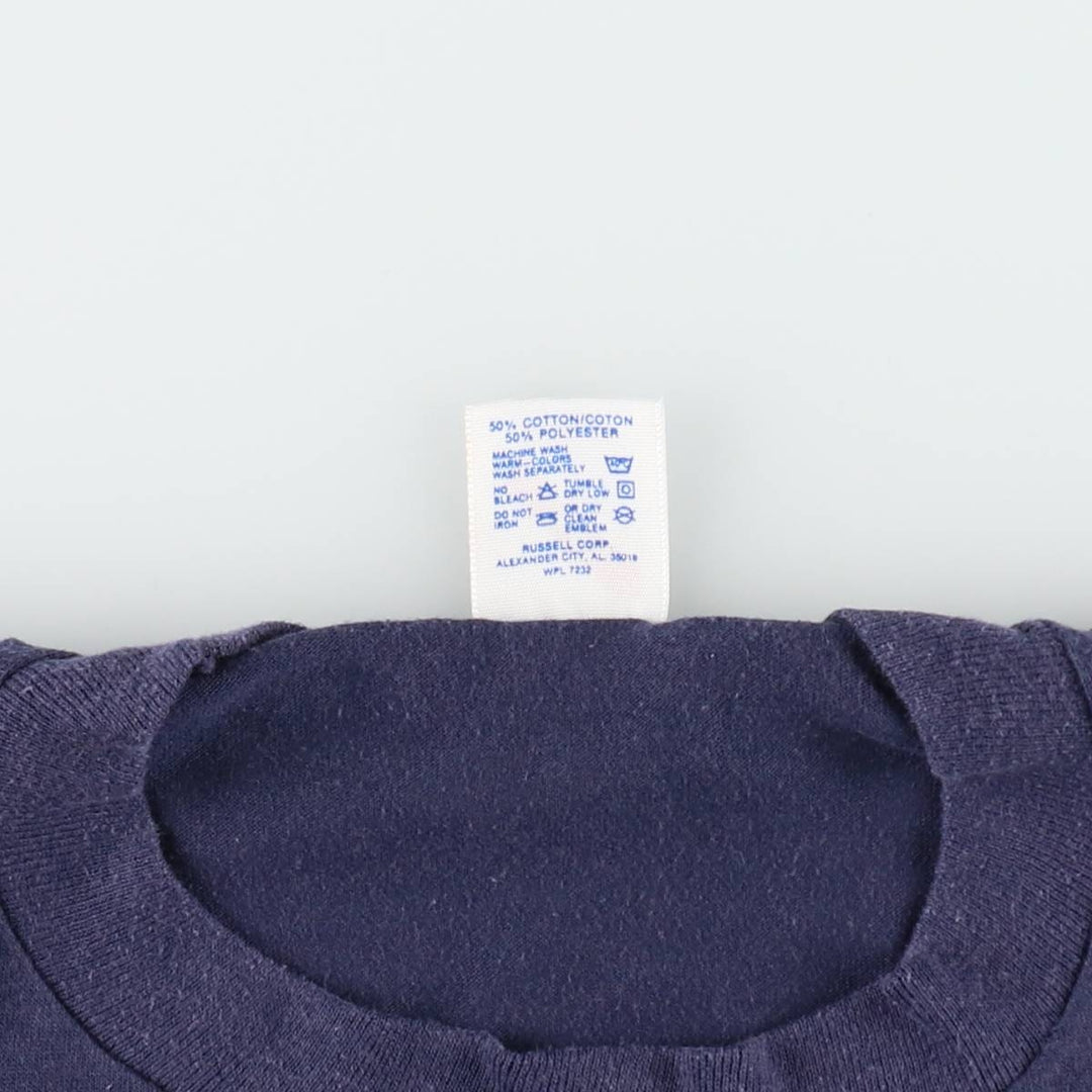 80'S Jerzees Print T-Shirt, Made in USA, Men's XL equivalent, Vintage cotton navy blue type Vintage Second Hand
