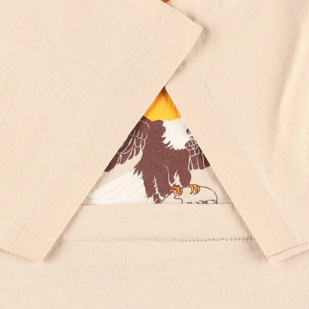 90'S Screen Stars Best Eagle Pattern Print T-Shirt, Made in USA, Men's XL equivalent, Vintage cotton Beige type Vintage Second Hand