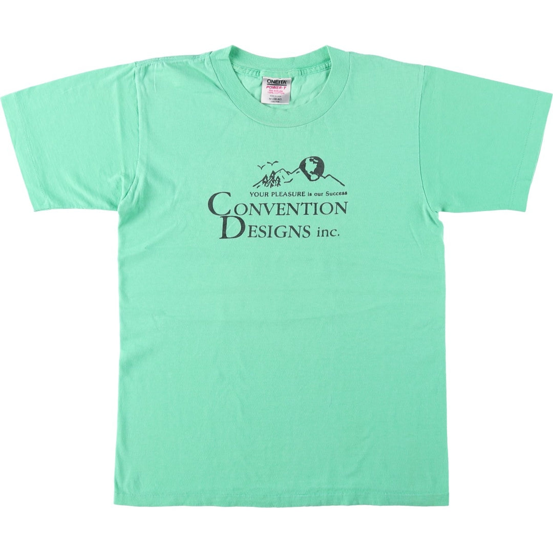 90'S ONEITA CONVENTION DESIGNS inc. Printed T-shirt, Made in USA, Men's Size M (approx.), Vintage cotton Emerald green Vintage Second Hand