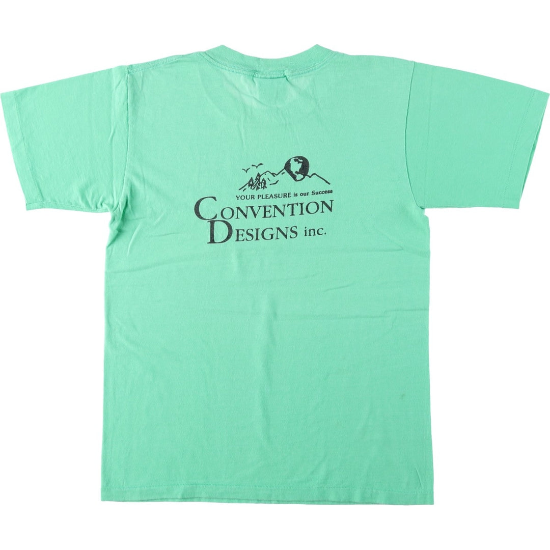 90'S ONEITA CONVENTION DESIGNS inc. Printed T-shirt, Made in USA, Men's Size M (approx.), Vintage cotton Emerald green Vintage Second Hand