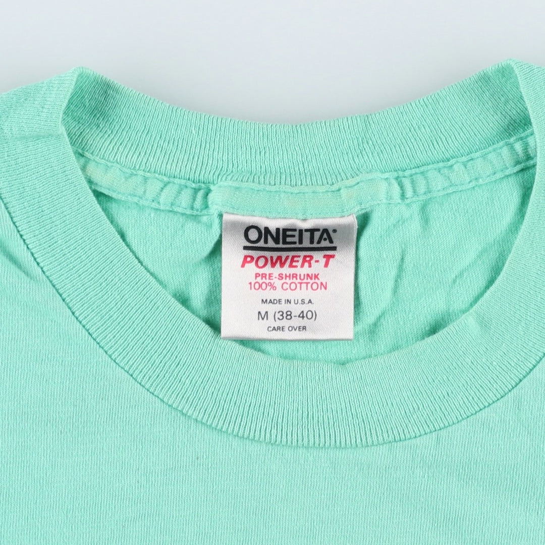 90'S ONEITA CONVENTION DESIGNS inc. Printed T-shirt, Made in USA, Men's Size M (approx.), Vintage cotton Emerald green Vintage Second Hand