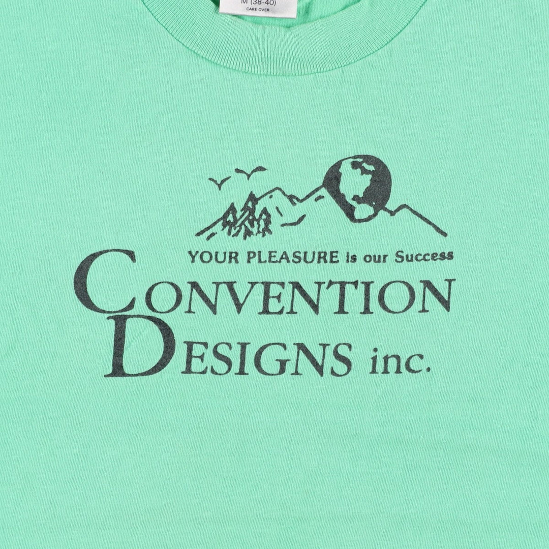 90'S ONEITA CONVENTION DESIGNS inc. Printed T-shirt, Made in USA, Men's Size M (approx.), Vintage cotton Emerald green Vintage Second Hand