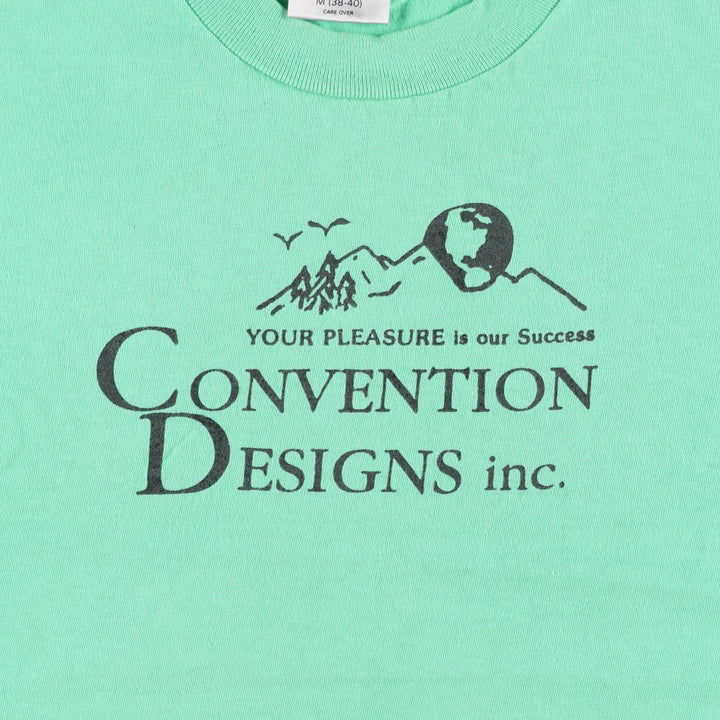90'S ONEITA CONVENTION DESIGNS inc. Printed T-shirt, Made in USA, Men's Size M (approx.), Vintage cotton Emerald green Vintage Second Hand
