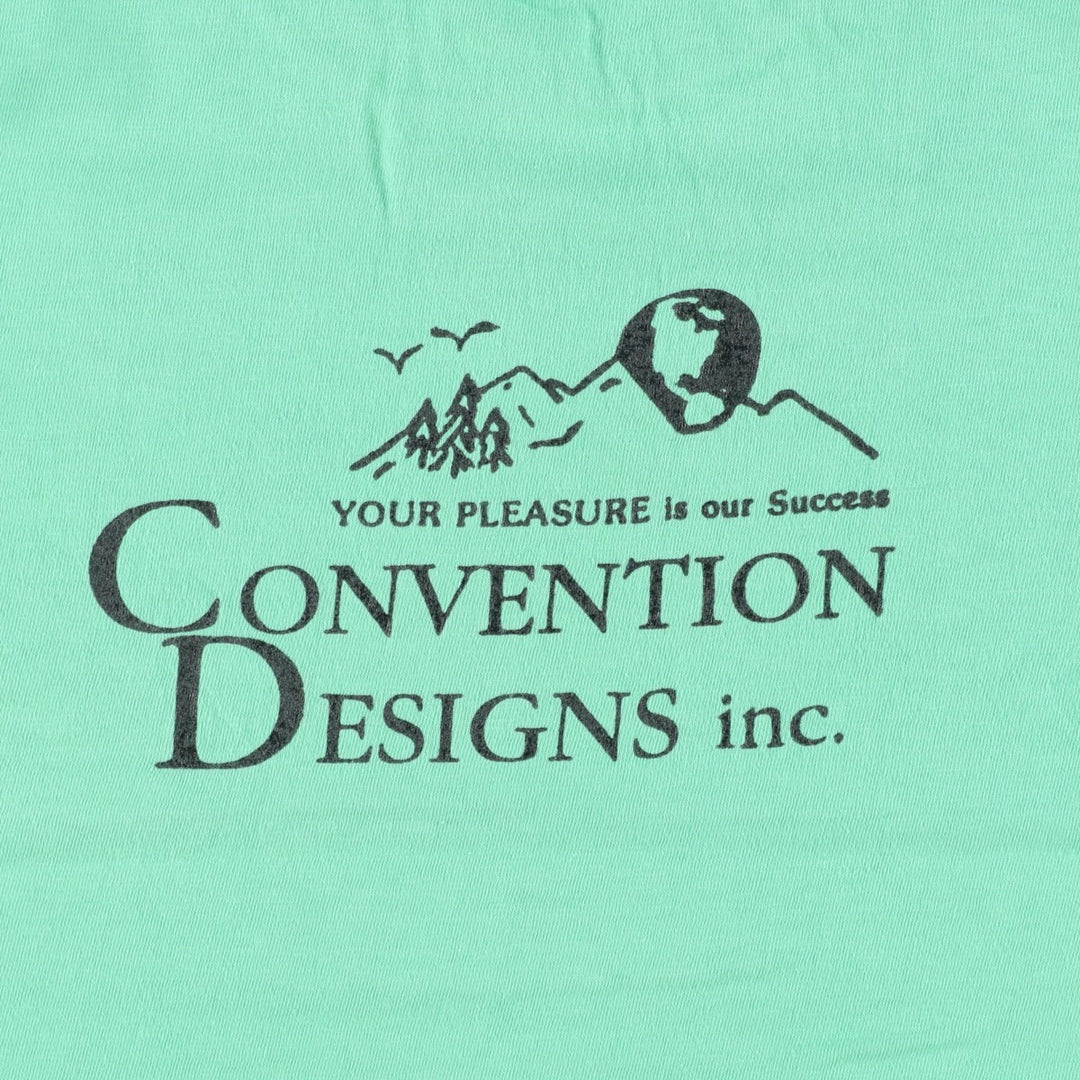 90'S ONEITA CONVENTION DESIGNS inc. Printed T-shirt, Made in USA, Men's Size M (approx.), Vintage cotton Emerald green Vintage Second Hand