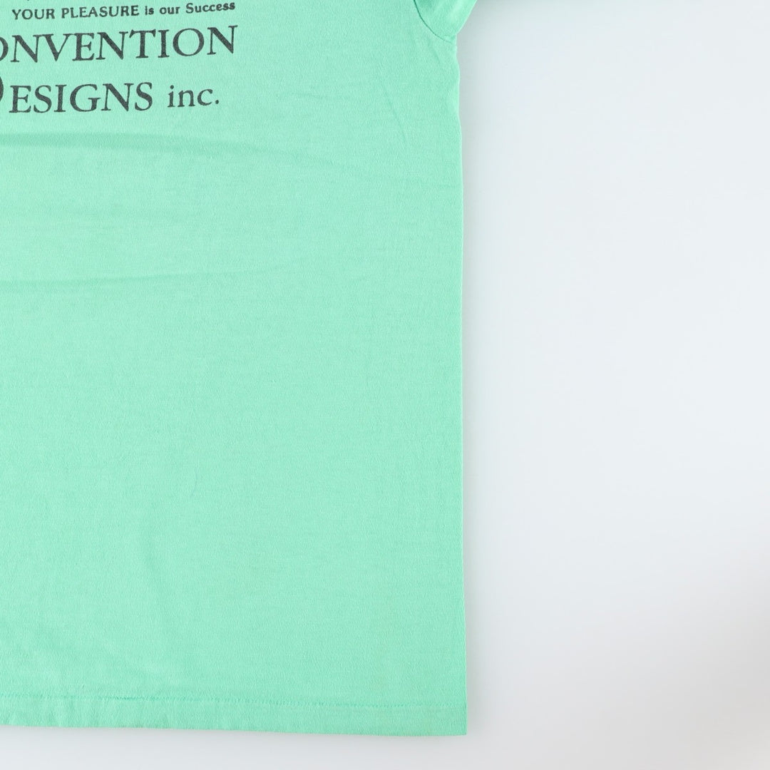 90'S ONEITA CONVENTION DESIGNS inc. Printed T-shirt, Made in USA, Men's Size M (approx.), Vintage cotton Emerald green Vintage Second Hand