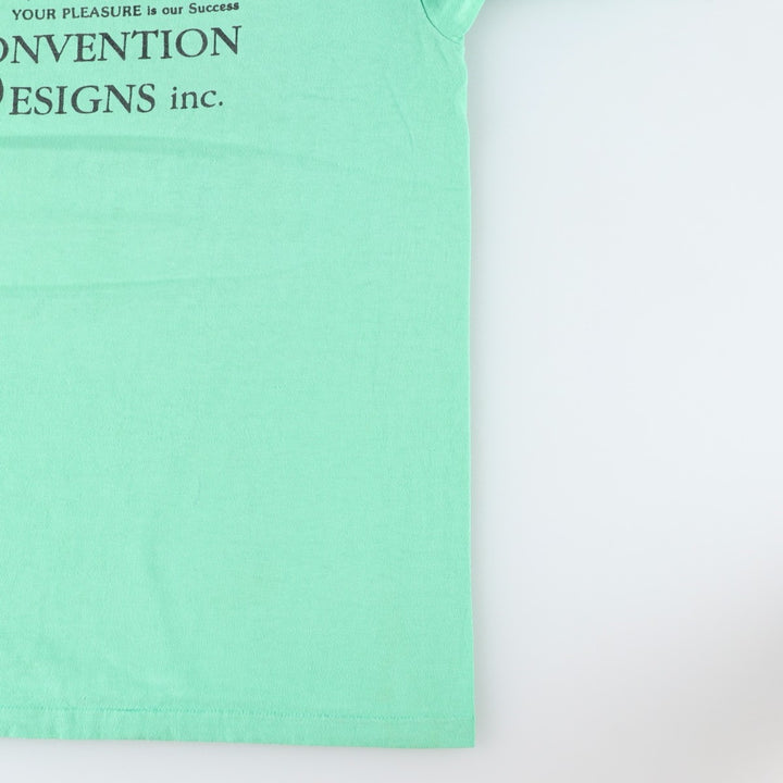 90'S ONEITA CONVENTION DESIGNS inc. Printed T-shirt, Made in USA, Men's Size M (approx.), Vintage cotton Emerald green Vintage Second Hand