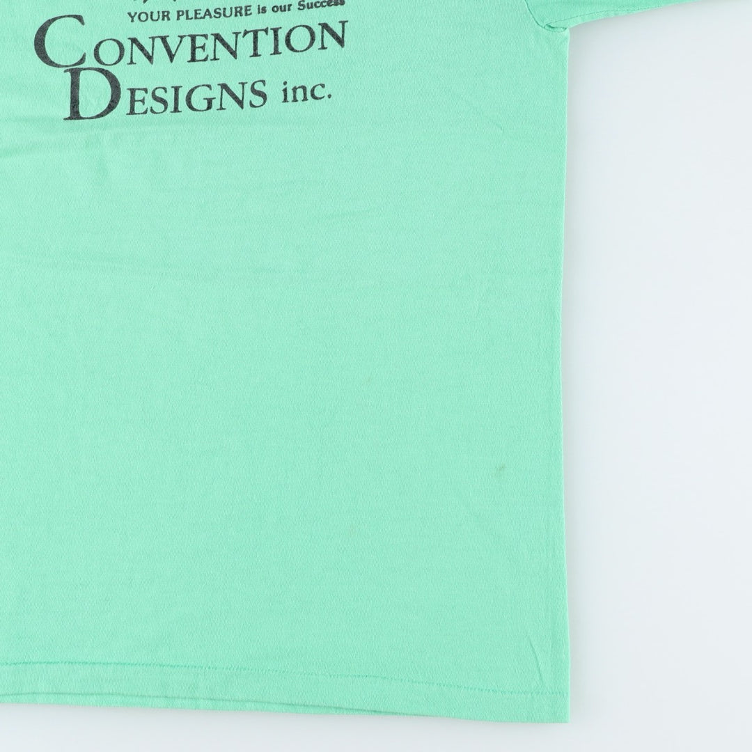 90'S ONEITA CONVENTION DESIGNS inc. Printed T-shirt, Made in USA, Men's Size M (approx.), Vintage cotton Emerald green Vintage Second Hand