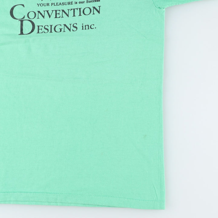 90'S ONEITA CONVENTION DESIGNS inc. Printed T-shirt, Made in USA, Men's Size M (approx.), Vintage cotton Emerald green Vintage Second Hand