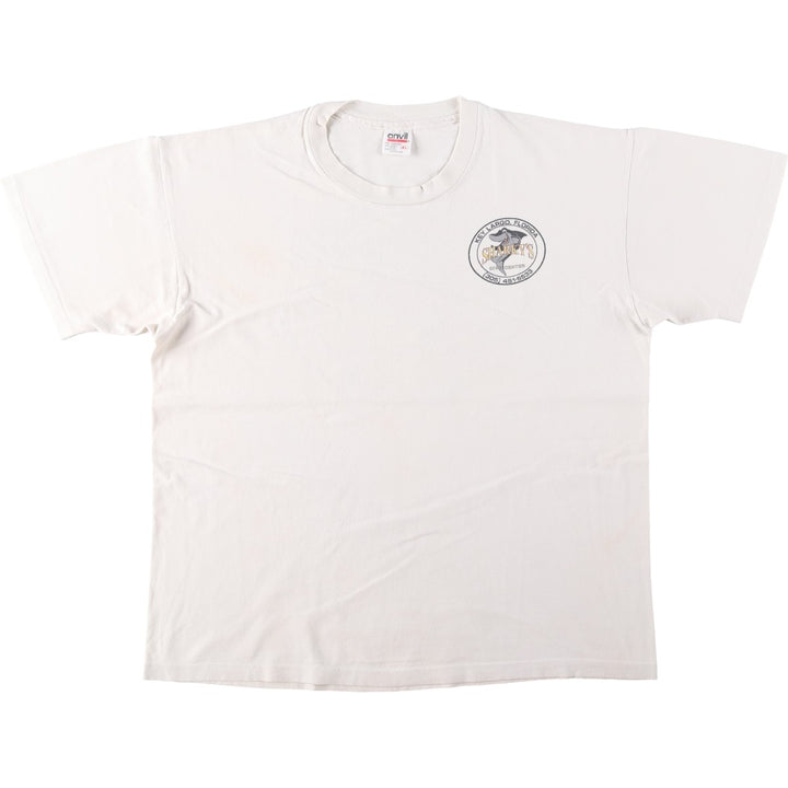 90'S Anvil Shark Pattern Print T-Shirt, Made in USA, Men's XL (approx.), Vintage cotton white type Vintage Second Hand