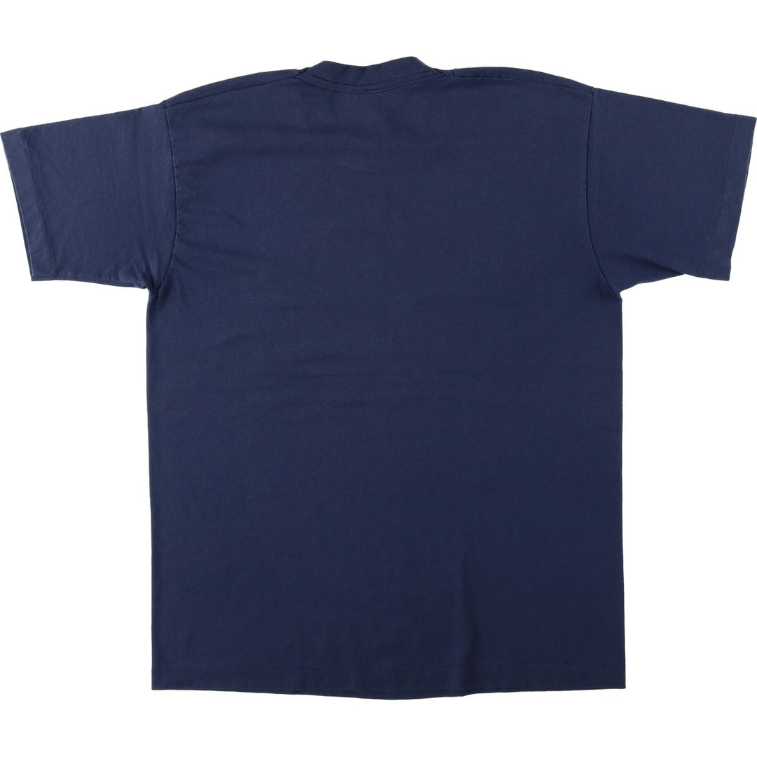 90'S Fruit of the Loom Best Printed T-shirt, Made in USA, Men's L size, Vintage cotton navy blue type Vintage Second Hand