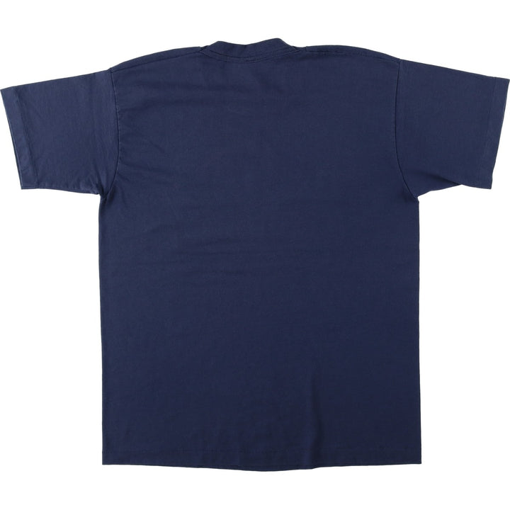 90'S Fruit of the Loom Best Printed T-shirt, Made in USA, Men's L size, Vintage cotton navy blue type Vintage Second Hand