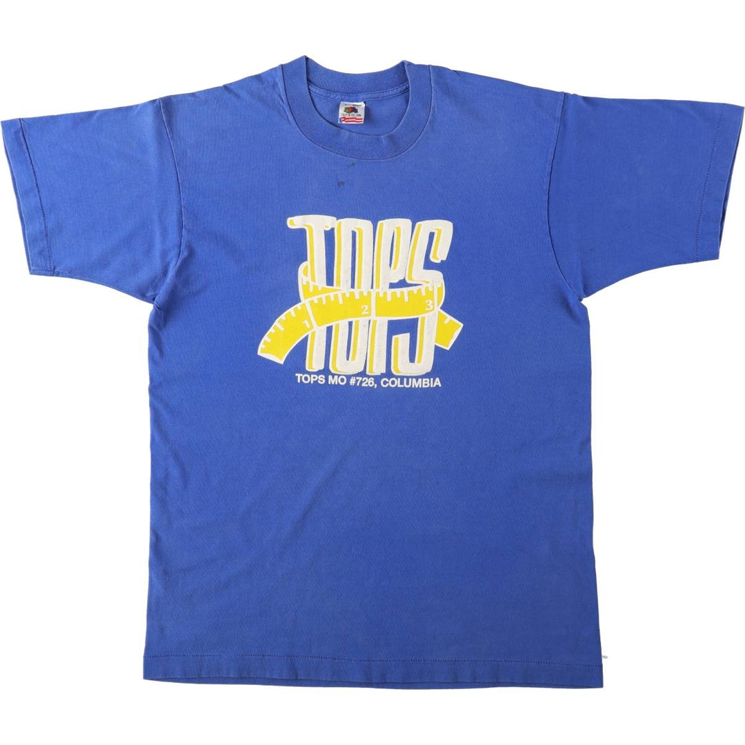 90'S Fruit of the Loom printed T-shirt, made in the USA, men's size L (approx.) cotton blue type Vintage Second Hand
