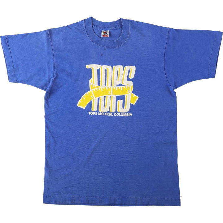 90'S Fruit of the Loom printed T-shirt, made in the USA, men's size L (approx.) cotton blue type Vintage Second Hand