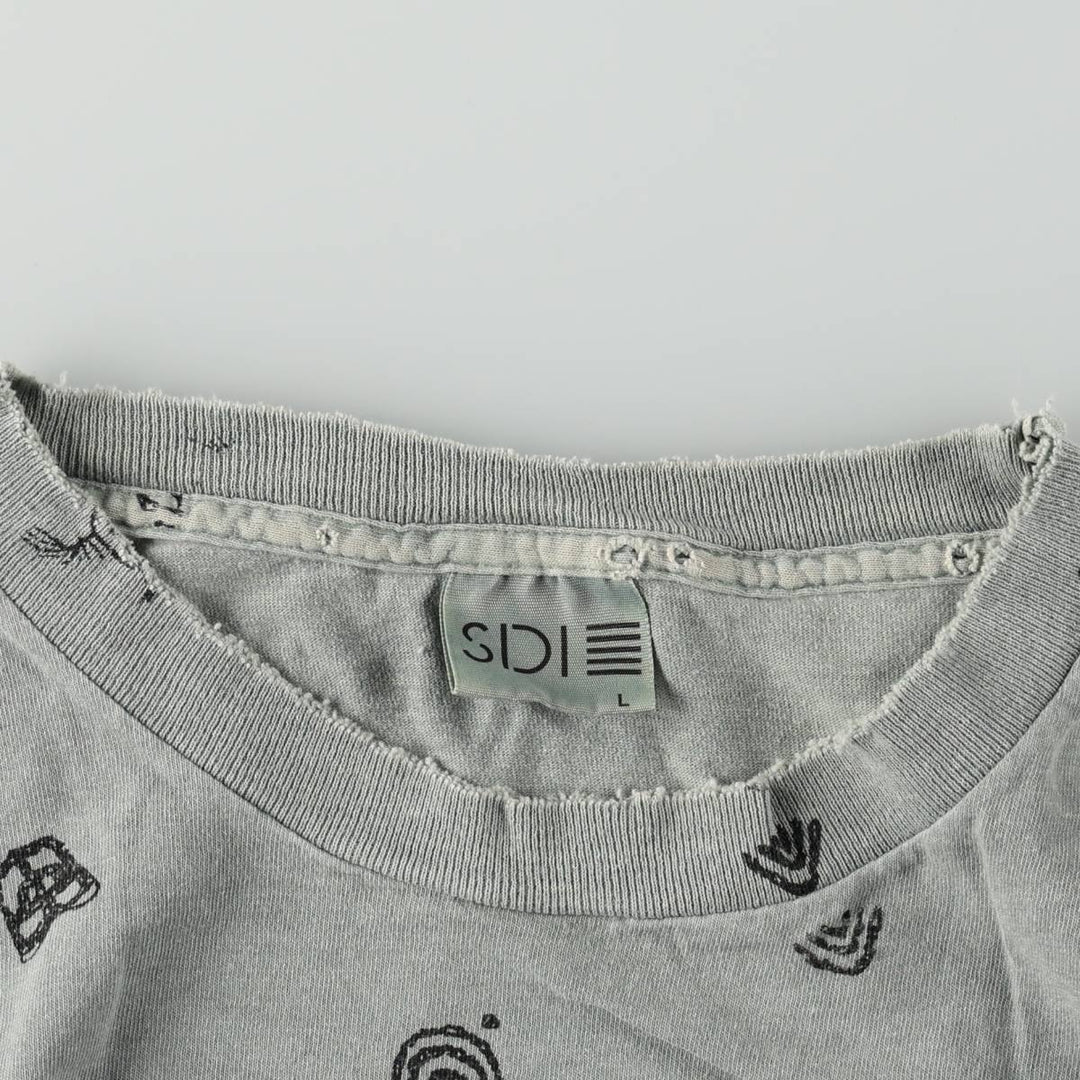 90'S SDI All-Over Print T-Shirt, Made in USA, Men's Size L (Equivalent), Vintage cotton Khaki type sage green Vintage Second Hand