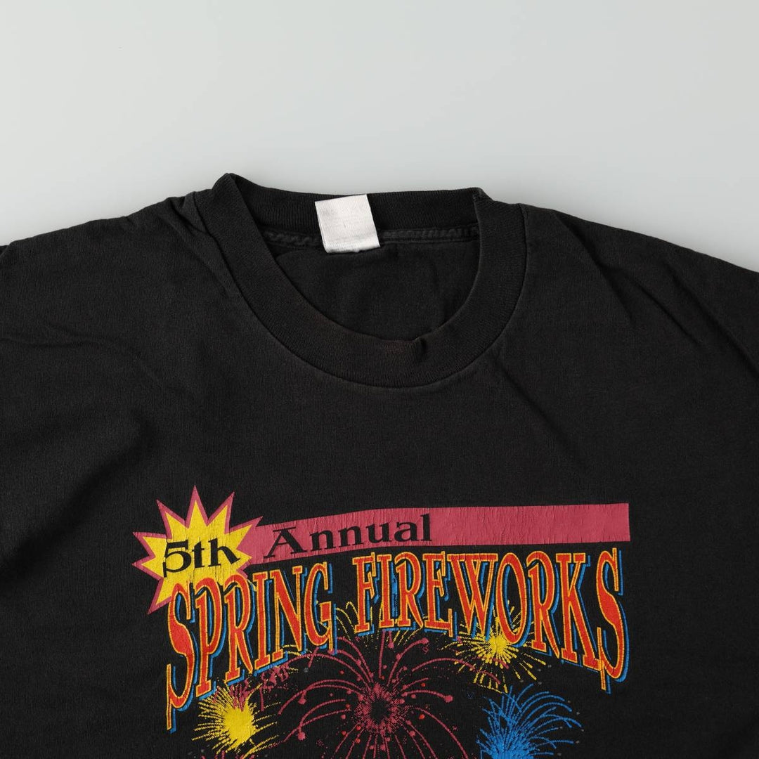 90'S Fruit of the Loom printed T-shirt, men's XL size, vintage cotton black type Vintage Second Hand