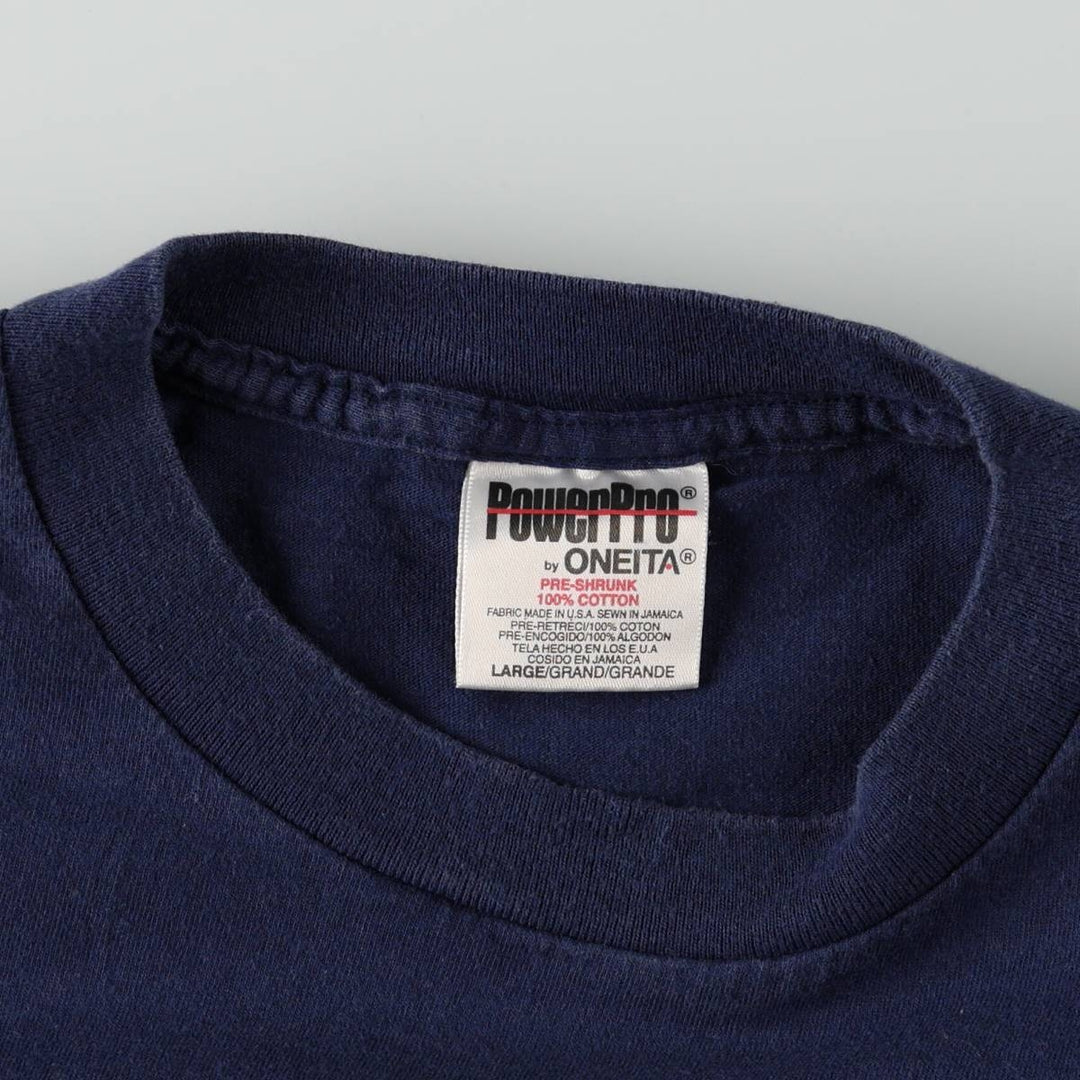 90'S ONEITA POWER PRO Floral Print T-Shirt, Made in USA, Men's Size L (Equivalent), Vintage cotton navy blue type Vintage Second Hand