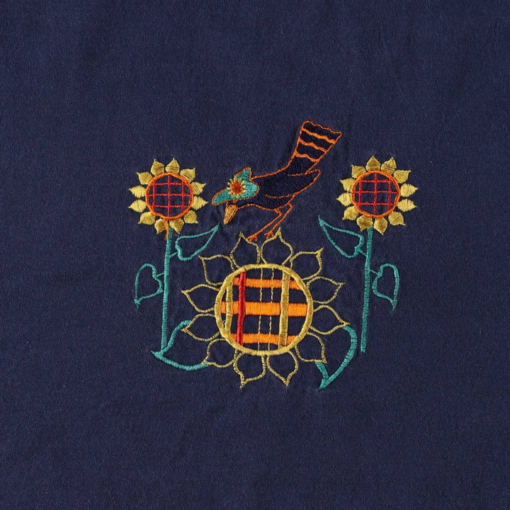 90'S ONEITA POWER PRO Floral Print T-Shirt, Made in USA, Men's Size L (Equivalent), Vintage cotton navy blue type Vintage Second Hand