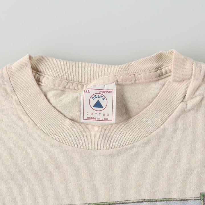 90'S Delta (DELTA) Dog Print T-Shirt, Made in USA, Men's XL (approx.) Vintage cotton Beige type Vintage Second Hand