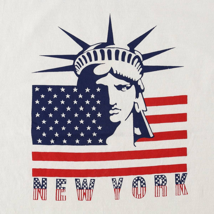 90'S CHAIN American flag pattern souvenir T-shirt, men's size L equivalent, vintage. cotton white type Vintage Second Hand