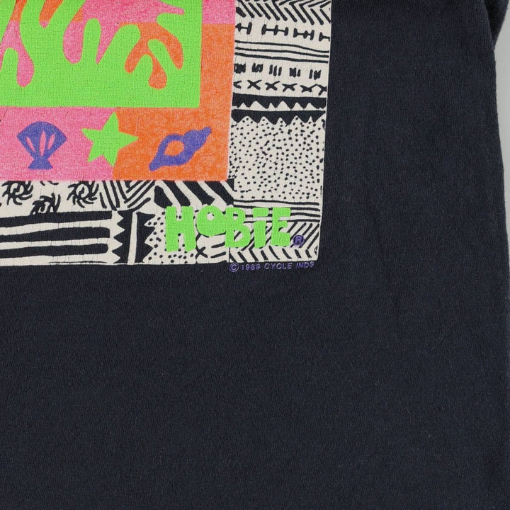 ~90'S HOBIE Print T-Shirt, Made in USA, Men's Size L (Equivalent), Vintage cotton black type Vintage Second Hand