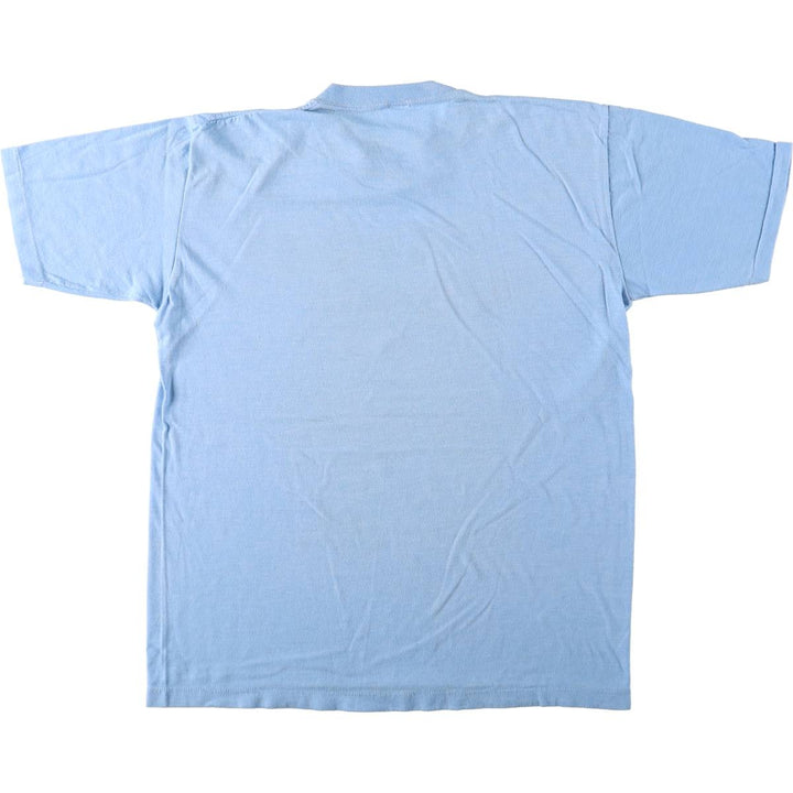 80'S sportswear print t-shirt, made in USA, men's size L equivalent, vintage. cotton Blue type light blue Vintage Second Hand