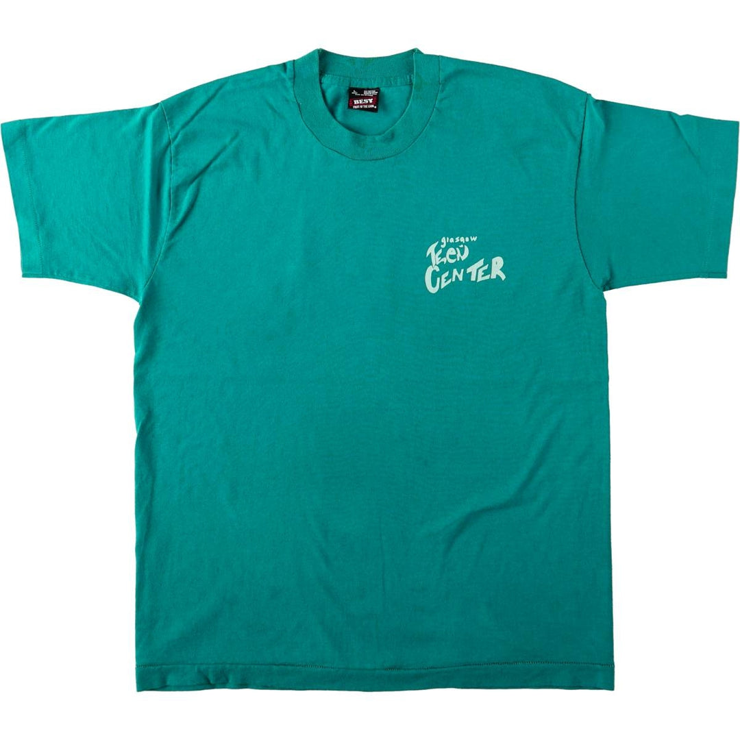 90'S Fruit of the Loom Best Printed T-shirt, Made in USA, Men's L size, Vintage cotton green type Vintage Second Hand
