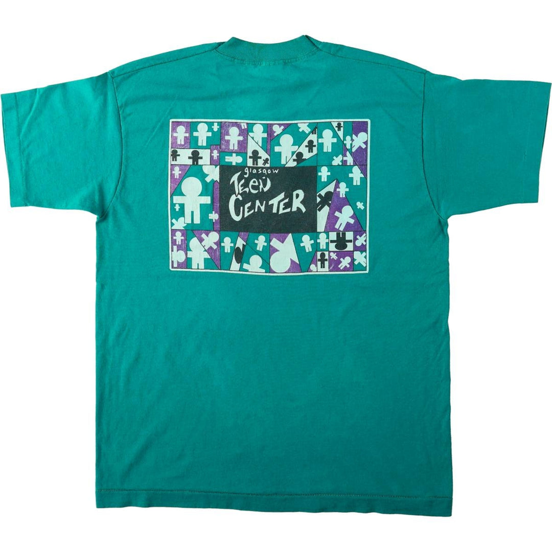 90'S Fruit of the Loom Best Printed T-shirt, Made in USA, Men's L size, Vintage cotton green type Vintage Second Hand