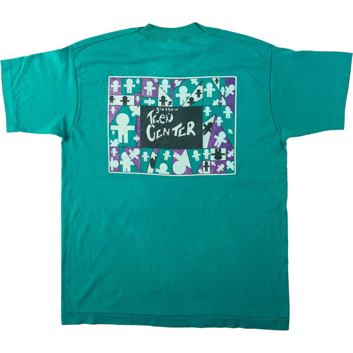 90'S Fruit of the Loom Best Printed T-shirt, Made in USA, Men's L size, Vintage cotton green type Vintage Second Hand