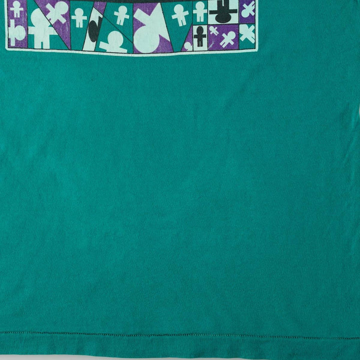 90'S Fruit of the Loom Best Printed T-shirt, Made in USA, Men's L size, Vintage cotton green type Vintage Second Hand