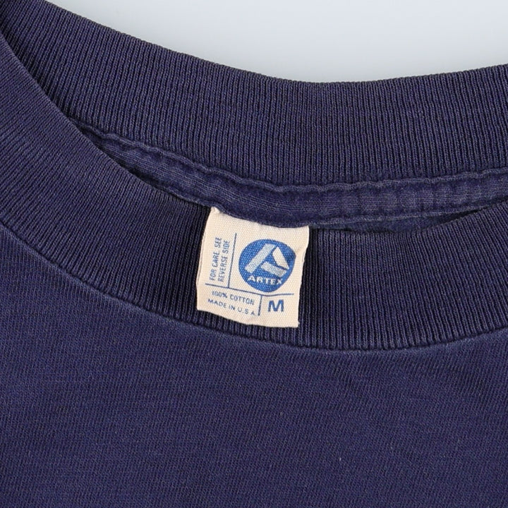 70s-80'S ARTEX Military Print T-Shirt, Made in USA, Men's Size M (Equivalent), Vintage cotton navy blue type Vintage Second Hand